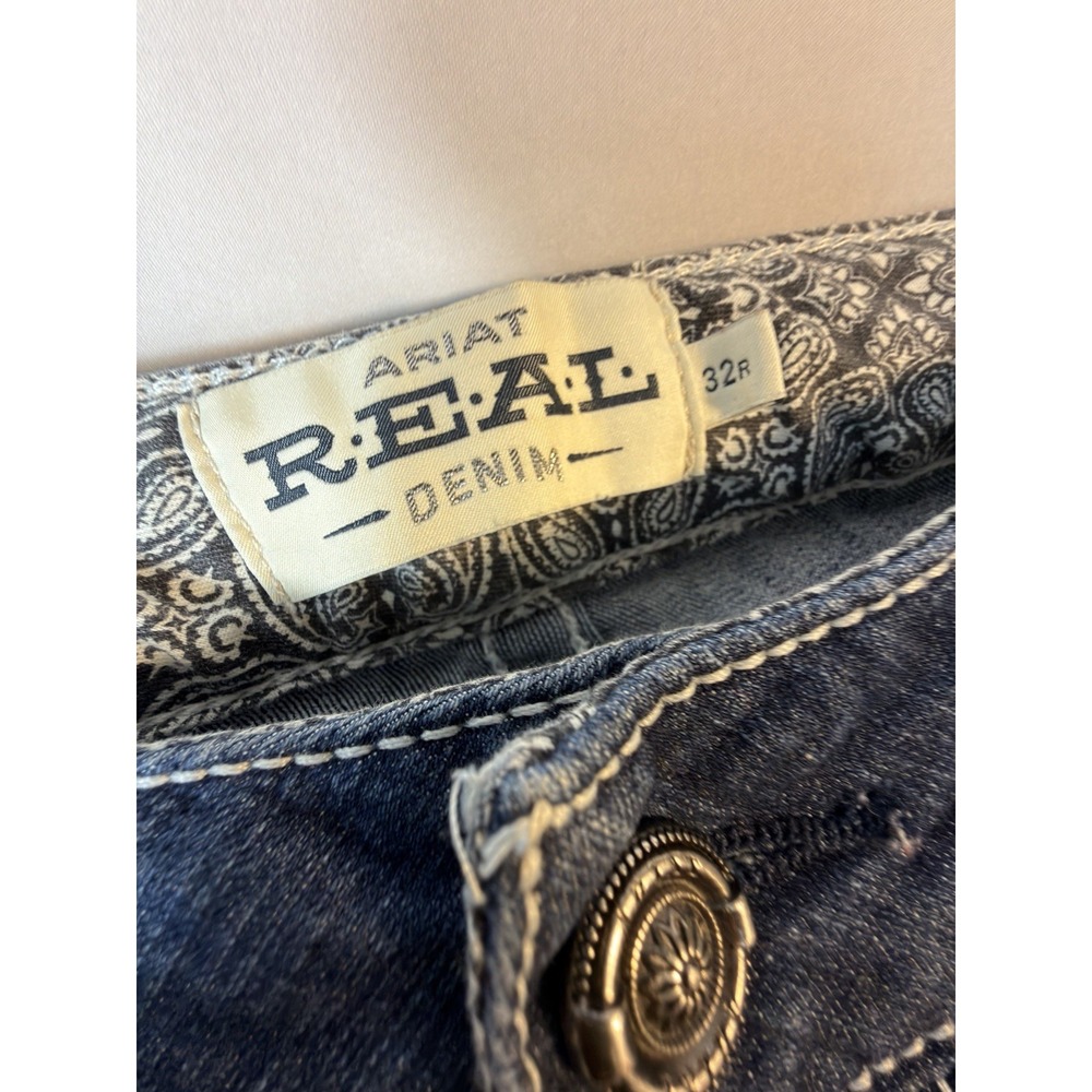 Ariat REAL Womens Jeans 32R 32x32 Marine Mid Rise Bootcut Western Cowgirl - Picture 2 of 11